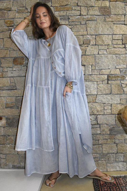 Lenni Cotton Midi Over Shirt Washed Denim /50=